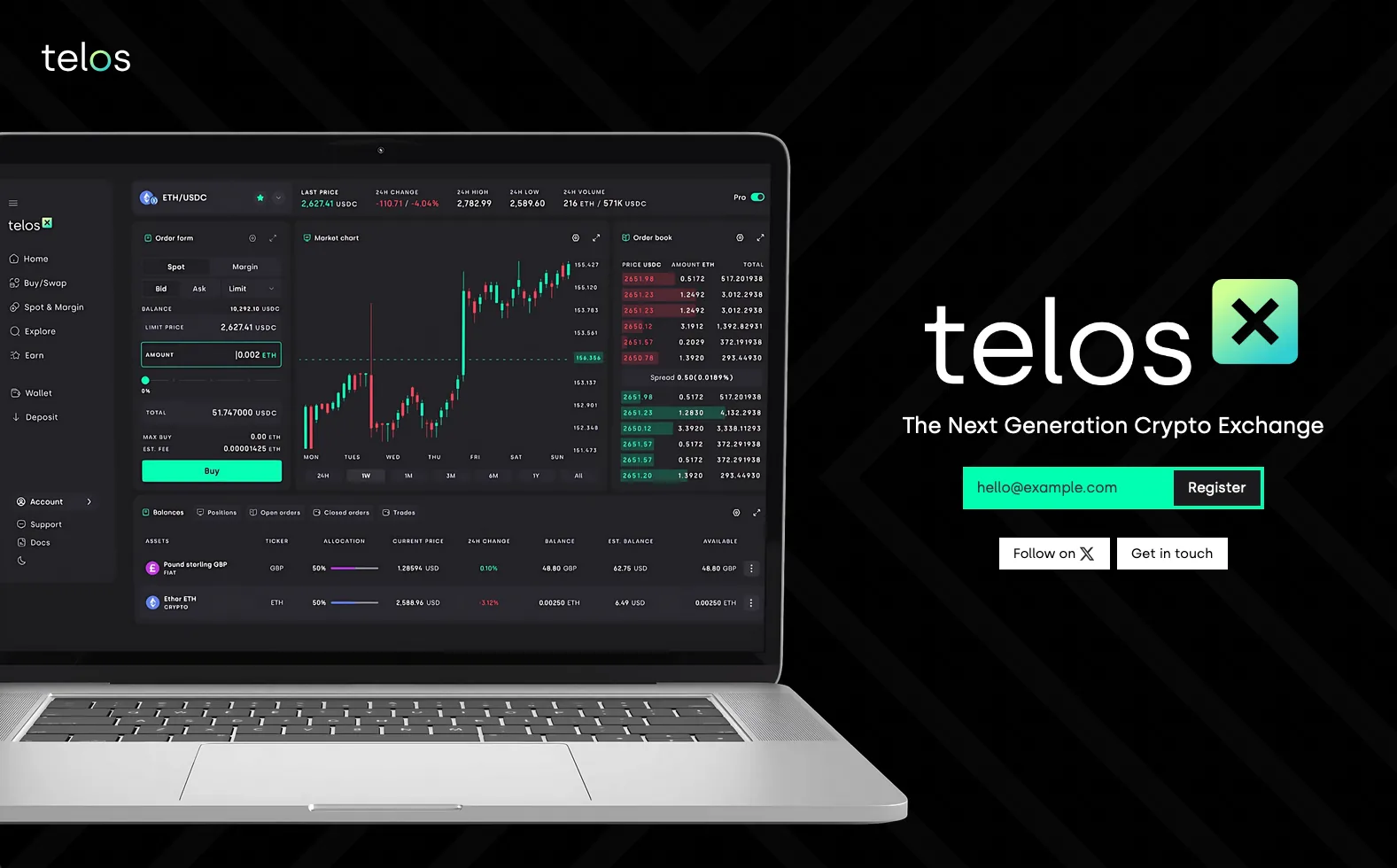 TelosX Exchange portfolio interface